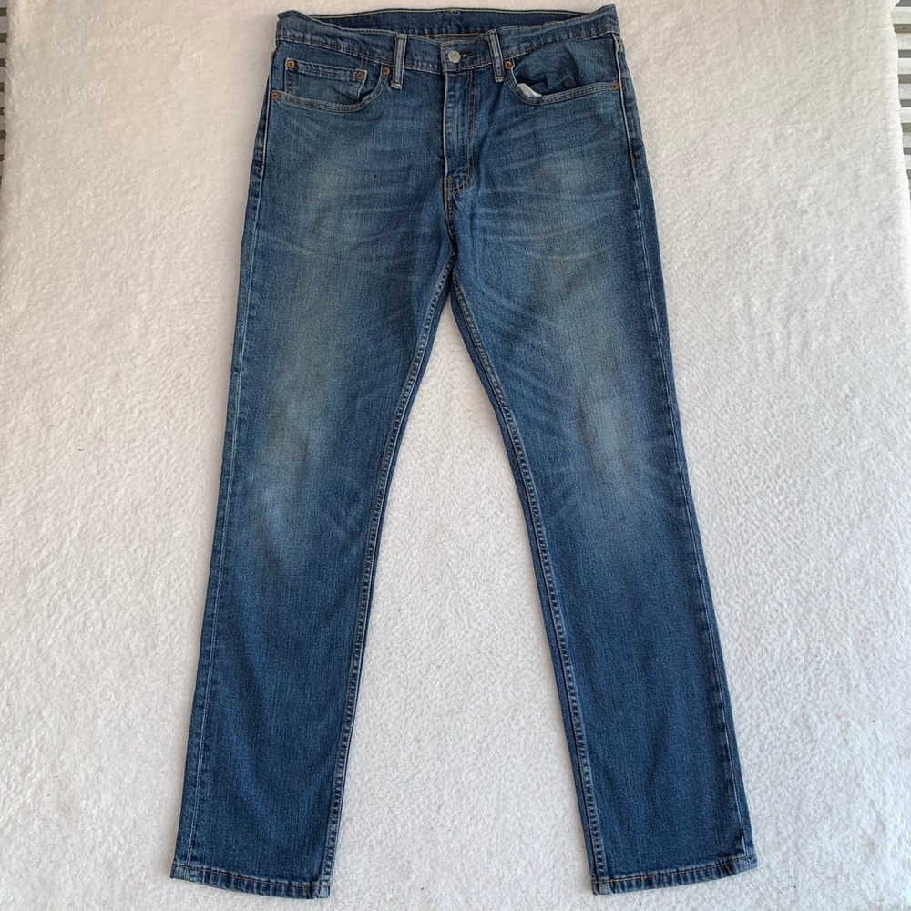 Levis 511 Slim Fit Jeans Mens 34x32 (FITS 34x31) Blue Denim 5-Pocket (STAINS)